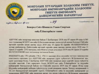 Ё.Баатарбилэг сайдад шаардлага хүргүүллээ