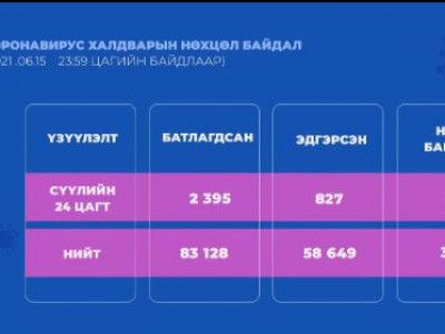 Сүүлийн 24 цагт 2395 халдвар илэрч, 9 хүн нас баржээ