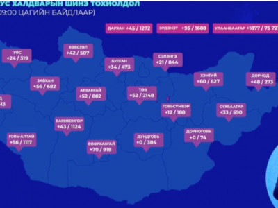 Улаанбаатарт 1,877, орон нутагт 758 тохиолдол бүртгэгдэж, 14 иргэн нас барлаа