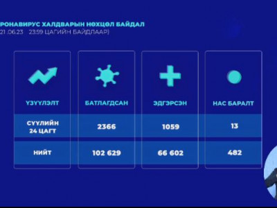 Сүүлийн 24 цагт 2366 халдвар илэрч, 13 хүн нас баржээ