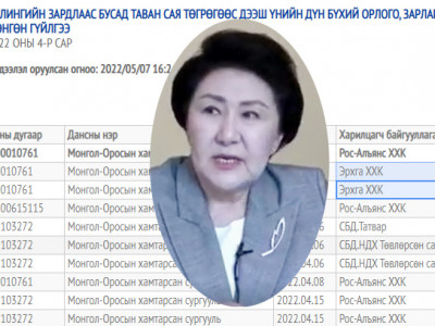 Ж.СОРОНЗОН МОХС-ИЙН ДАНСНААС 224,197,401.6 ТӨГРӨГИЙГ ТӨРСӨН ДҮҮ РҮҮГЭЭ ШИЛЖҮҮЛЭВ
