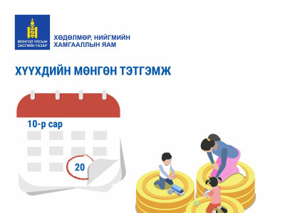 Хүүхдийн мөнгө, нийгмийн халамжийн тэтгэвэр, тэтгэмж олгох аравдугаар сарын ХУВААРЬ