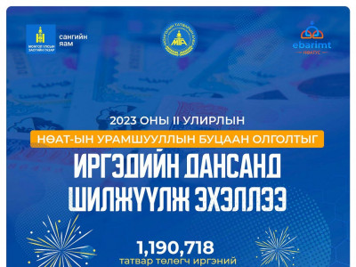 II улирлын НӨАТ-ын буцаан олголтыг иргэдийн дансанд шилжүүлж эхэллээ