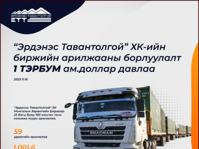 “Эрдэнэс Тавантолгой” ХК-ийн биржийн арилжааны борлуулалт нэг тэрбум ам.доллар давлаа