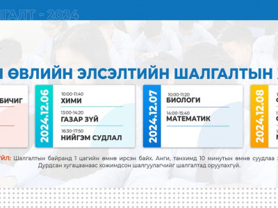 2024 оны өвлийн Элсэлтийн Шалгалт өнөөдөр эхэлж байна