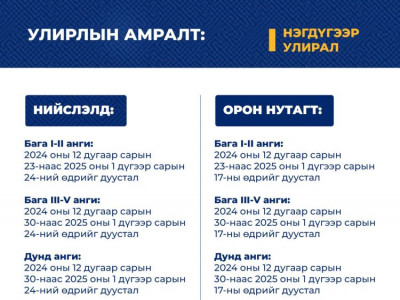 Бага ангийн сурагчид энэ сарын 23-наас АМАРНА 