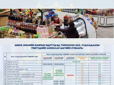 Баярын өдрүүдэд ажиллах зах, худалдааны төвүүдийн цагийн хуваарь