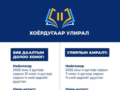 Сурагчдын II улирлын АМРАЛТ 4 дүгээр сарын 7-оос эхэлнэ