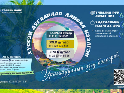 Төрийн банк 396 харилцагчаа урамшуулах аяныг зарлалаа